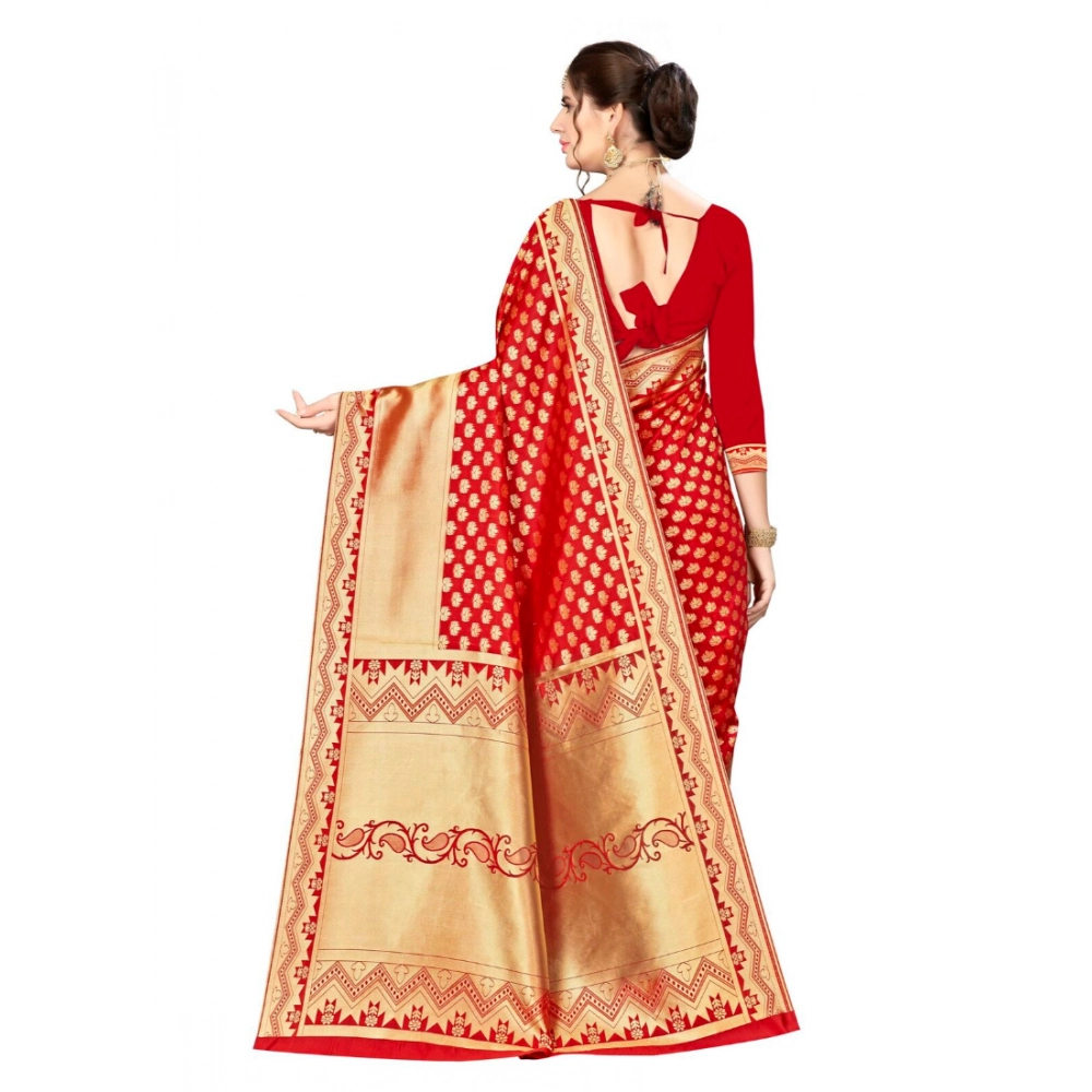generic women's banarasi silk saree with blouse (red, 5 6mtr) generic women's banarasi silk saree with blouse (red, 5 6mtr)