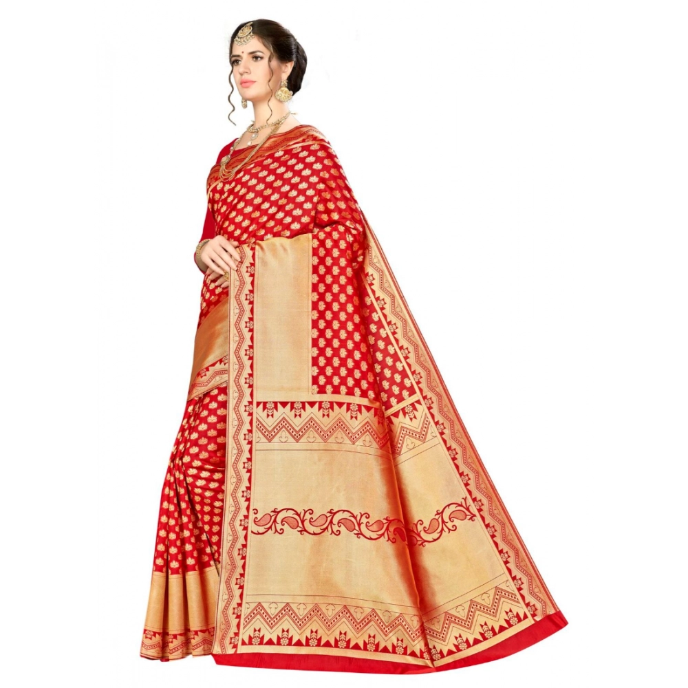 generic women's banarasi silk saree with blouse (red, 5 6mtr) generic women's banarasi silk saree with blouse (red, 5 6mtr)