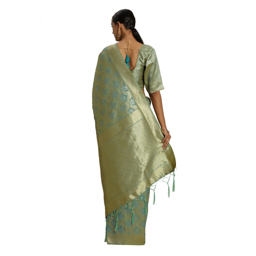 generic women's banarasi silk saree with blouse (sky blue, 5 6mtr) generic women's banarasi silk saree with blouse (sky blue, 5 6mtr)
