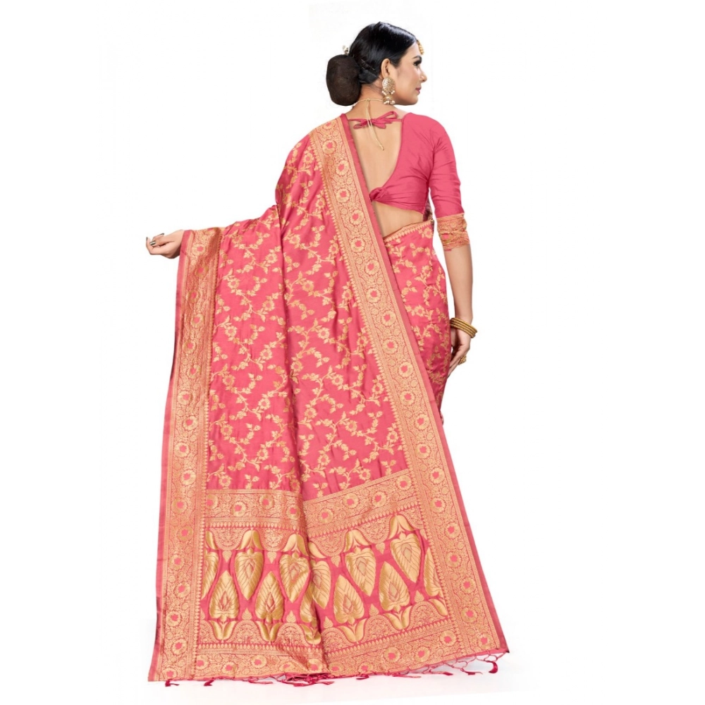 generic women's banarasi silk saree (peach, 5 6mtrs) generic women's banarasi silk saree (peach, 5 6mtrs)