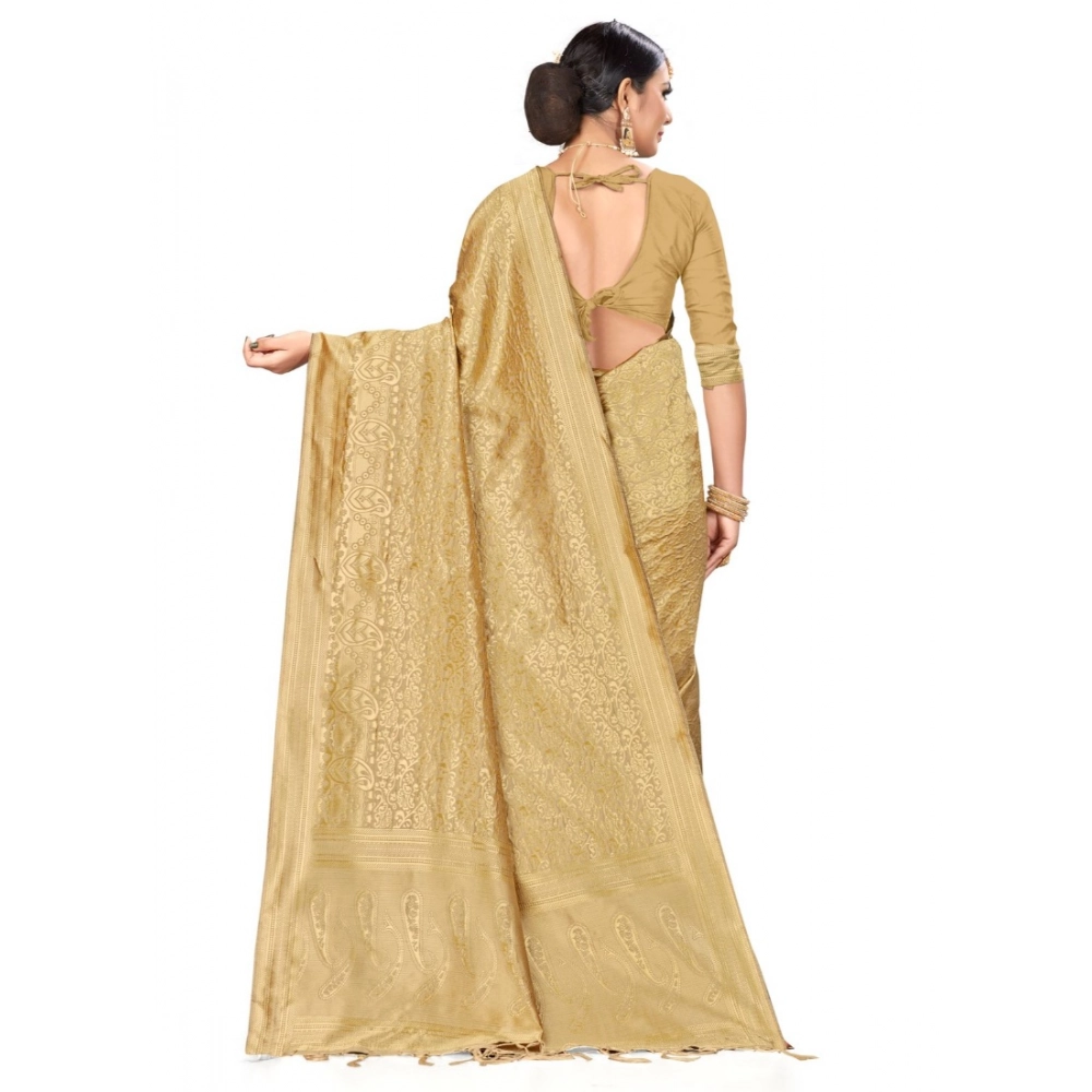 generic women's banarasi silk saree (cream, 5 6mtrs) generic women's banarasi silk saree (cream, 5 6mtrs)