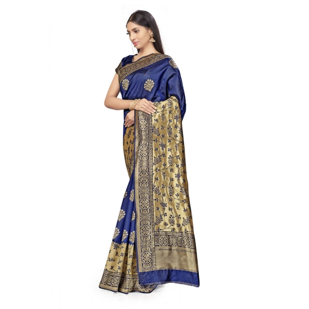 generic women's banarasi silk saree (navy blue,5 6 mtrs) generic women's banarasi silk saree (navy blue,5 6 mtrs)