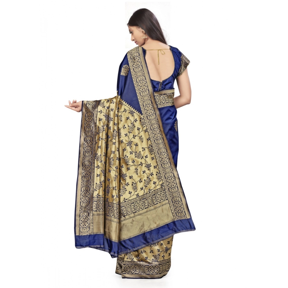 generic women's banarasi silk saree (navy blue,5 6 mtrs) generic women's banarasi silk saree (navy blue,5 6 mtrs)