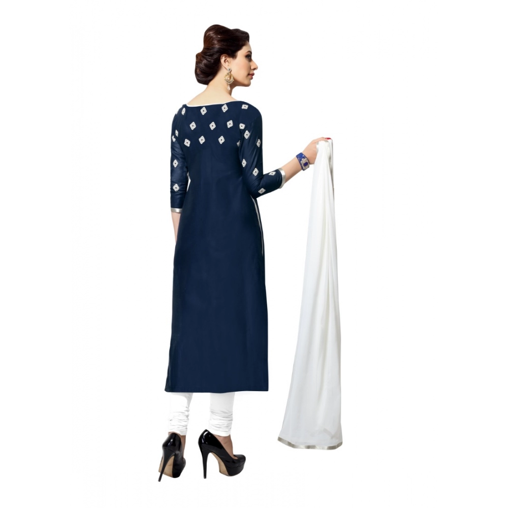generic women's cotton unstitched salwar suit material with dupatta (navy blue,2.2 mtrs) generic women's cotton unstitched salwar suit material with dupatta (navy blue,2.2 mtrs)