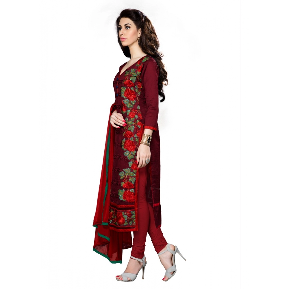generic women's cotton unstitched salwar suit material with dupatta (dark maroon,2.3 mtrs) generic women's cotton unstitched salwar suit material with dupatta (dark maroon,2.3 mtrs)