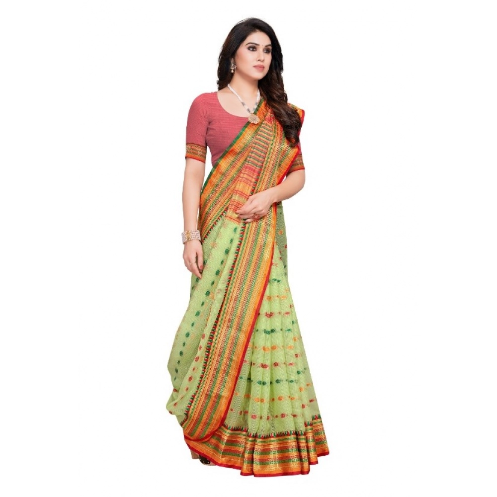 generic women's kota doria cotton woven butta saree with blouse (light green, 5 6 mtrs) generic women's kota doria cotton woven butta saree with blouse (light green, 5 6 mtrs)