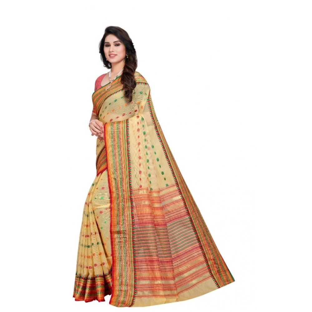 generic women's kota doria cotton woven butta saree with blouse (beige, 5 6 mtrs) generic women's kota doria cotton woven butta saree with blouse (beige, 5 6 mtrs)