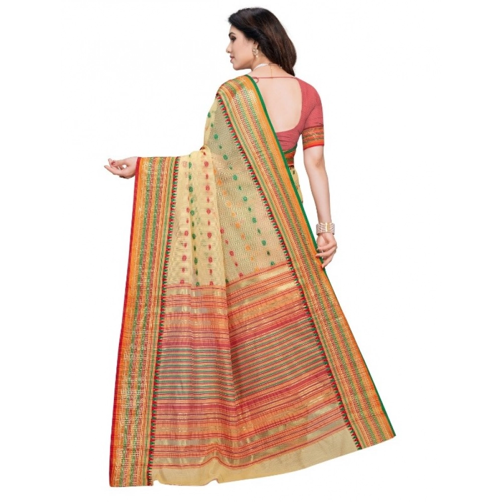 generic women's kota doria cotton woven butta saree with blouse (beige, 5 6 mtrs) generic women's kota doria cotton woven butta saree with blouse (beige, 5 6 mtrs)