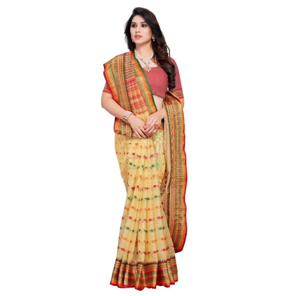 generic women's kota doria cotton woven butta saree with blouse (beige, 5 6 mtrs) generic women's kota doria cotton woven butta saree with blouse (beige, 5 6 mtrs)