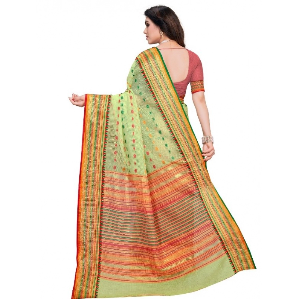 generic women's kota doria cotton woven butta saree with blouse (light green, 5 6 mtrs) generic women's kota doria cotton woven butta saree with blouse (light green, 5 6 mtrs)