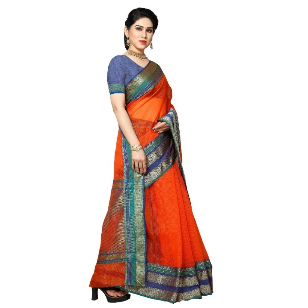 generic women's kota doria cotton border saree with blouse (fanta, 5 6 mtrs) generic women's kota doria cotton border saree with blouse (fanta, 5 6 mtrs)