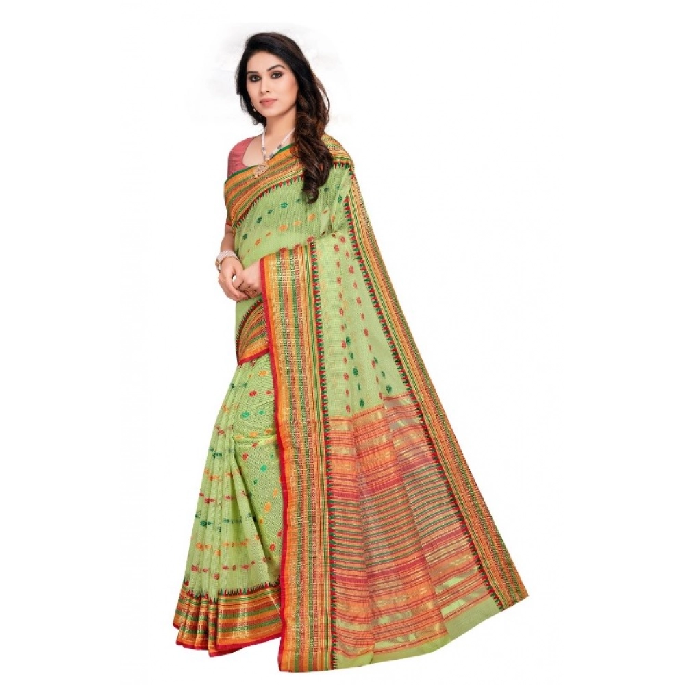 generic women's kota doria cotton woven butta saree with blouse (light green, 5 6 mtrs) generic women's kota doria cotton woven butta saree with blouse (light green, 5 6 mtrs)