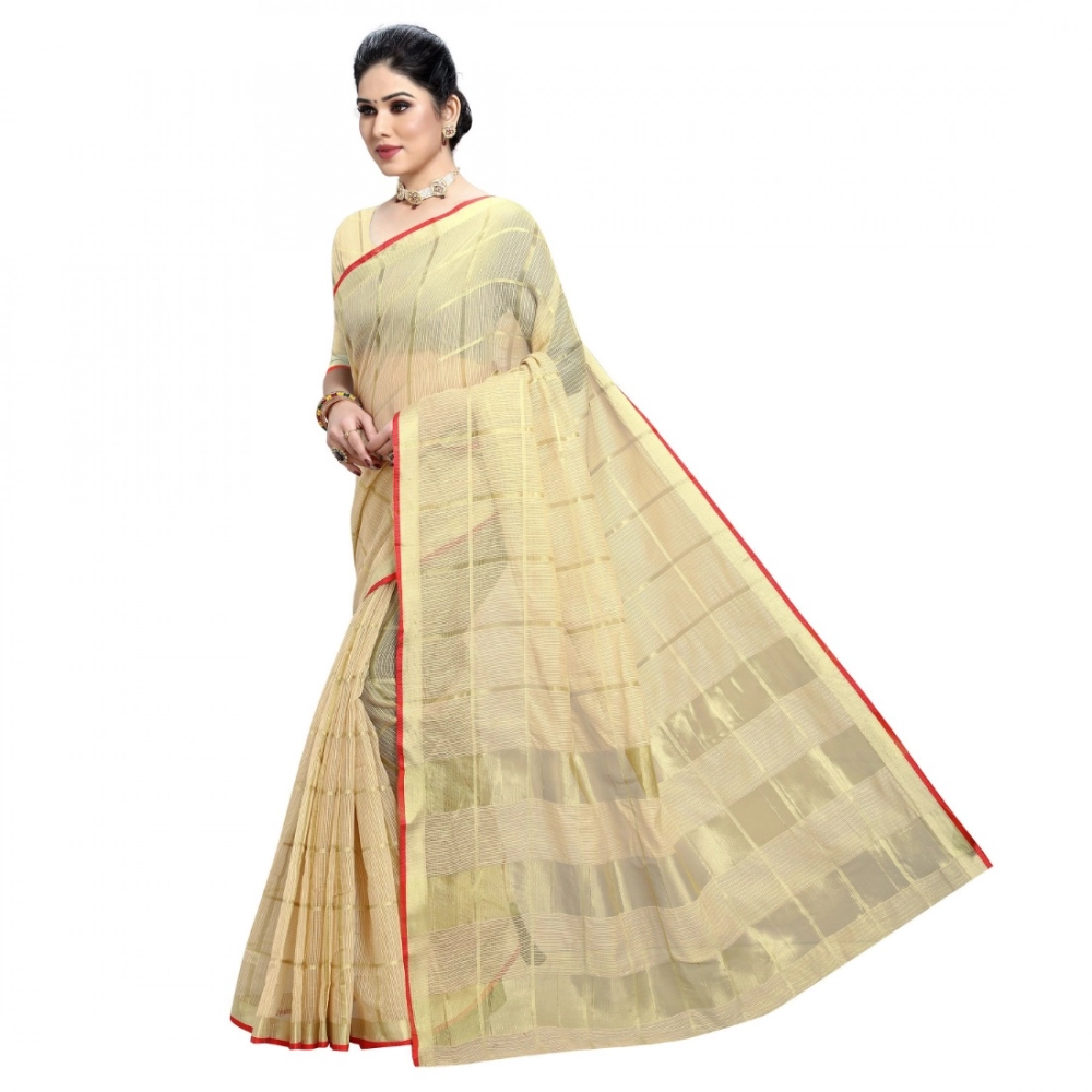 generic women's kota doria cotton checked saree with blouse (beige, 5 6 mtrs) generic women's kota doria cotton checked saree with blouse (beige, 5 6 mtrs)