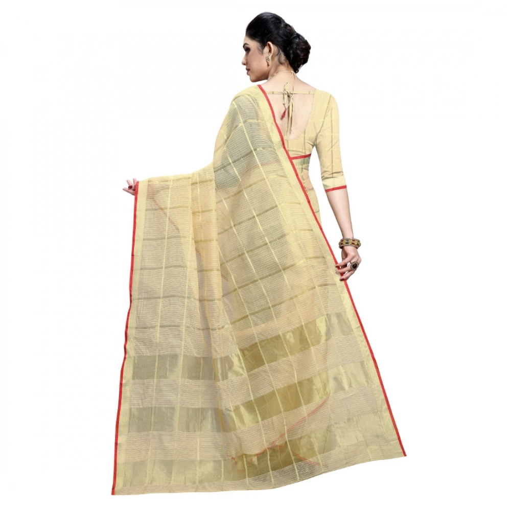 generic women's kota doria cotton checked saree with blouse (beige, 5 6 mtrs) generic women's kota doria cotton checked saree with blouse (beige, 5 6 mtrs)