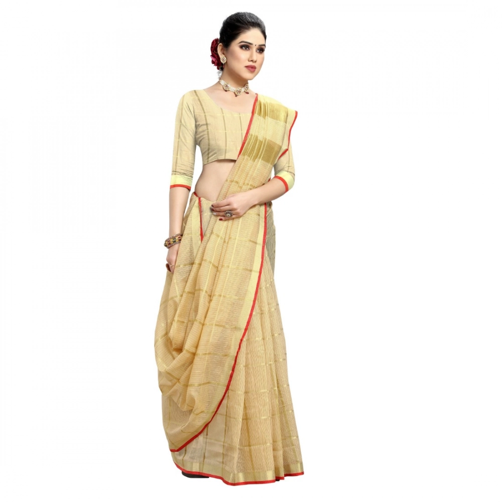 generic women's kota doria cotton checked saree with blouse (beige, 5 6 mtrs) generic women's kota doria cotton checked saree with blouse (beige, 5 6 mtrs)