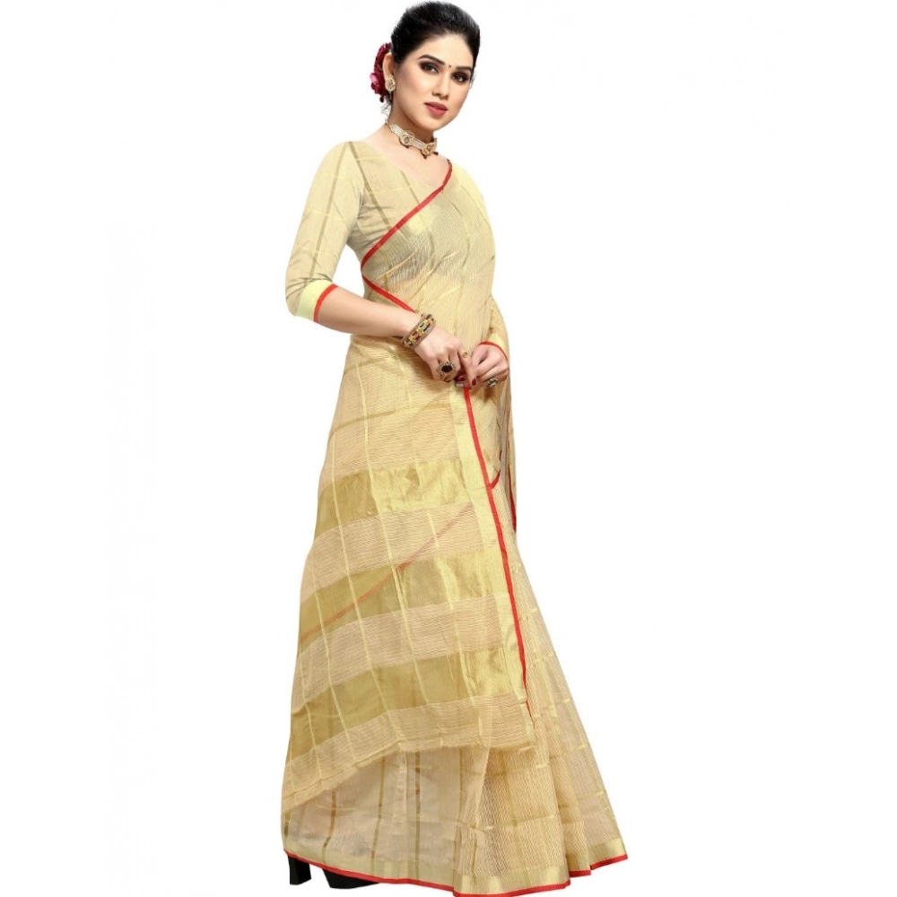 generic women's kota doria cotton checked saree with blouse (beige, 5 6 mtrs) generic women's kota doria cotton checked saree with blouse (beige, 5 6 mtrs)