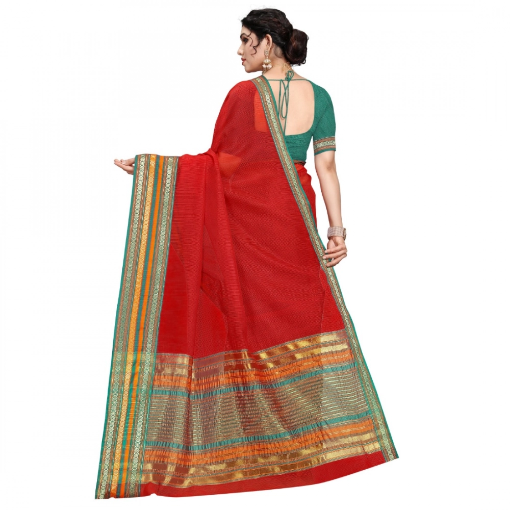 generic women's kota doria cotton bordered saree with blouse (red, 5 6 mtrs) generic women's kota doria cotton bordered saree with blouse (red, 5 6 mtrs)