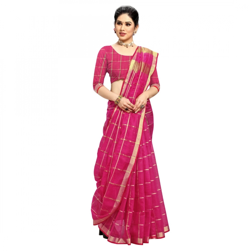 generic women's kota doria cotton checked saree with blouse (rani, 5 6 mtrs) generic women's kota doria cotton checked saree with blouse (rani, 5 6 mtrs)