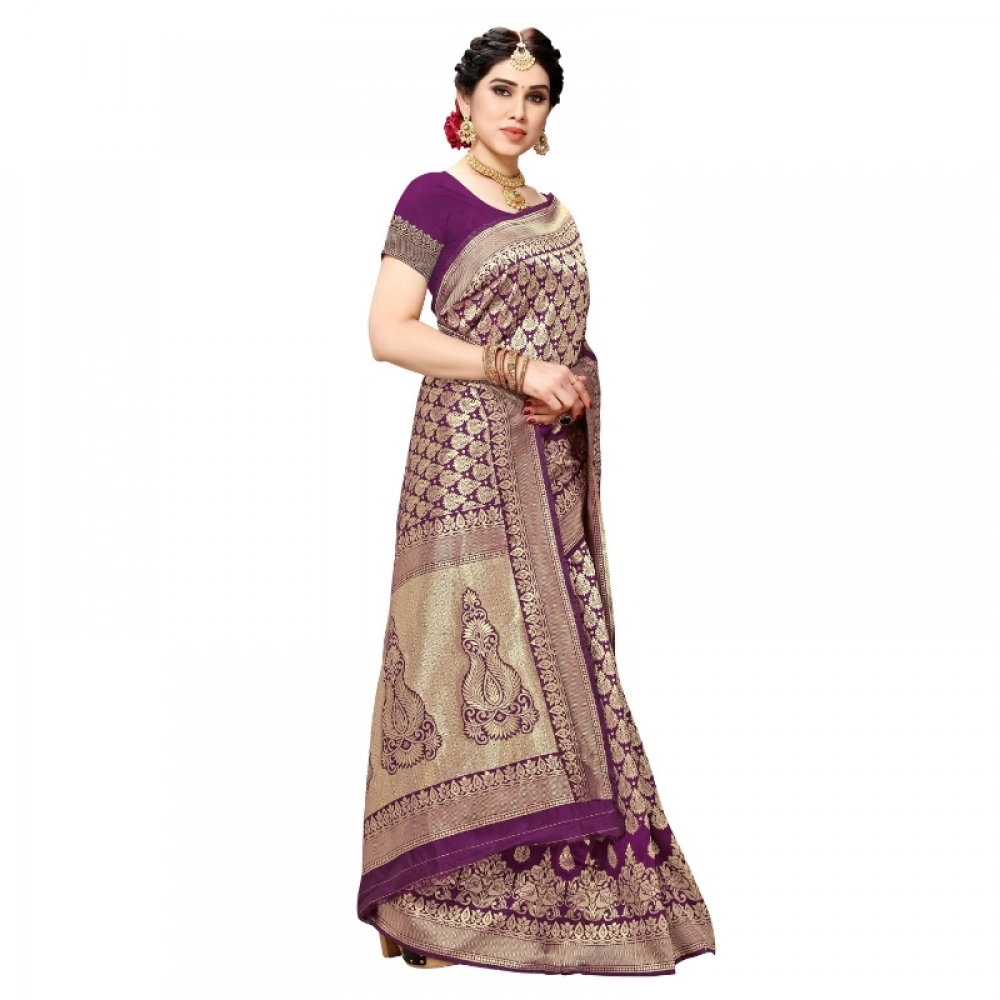 generic women's jacquard silk kanjivaram jacquard silk saree with blouse (jamli, 5 6 mtrs) generic women's jacquard silk kanjivaram jacquard silk saree with blouse (jamli, 5 6 mtrs)