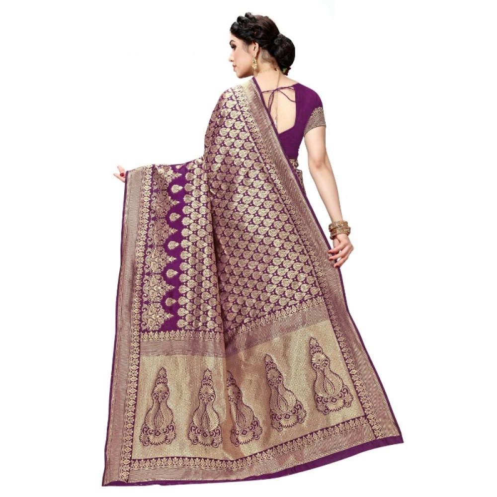 generic women's jacquard silk kanjivaram jacquard silk saree with blouse (jamli, 5 6 mtrs) generic women's jacquard silk kanjivaram jacquard silk saree with blouse (jamli, 5 6 mtrs)