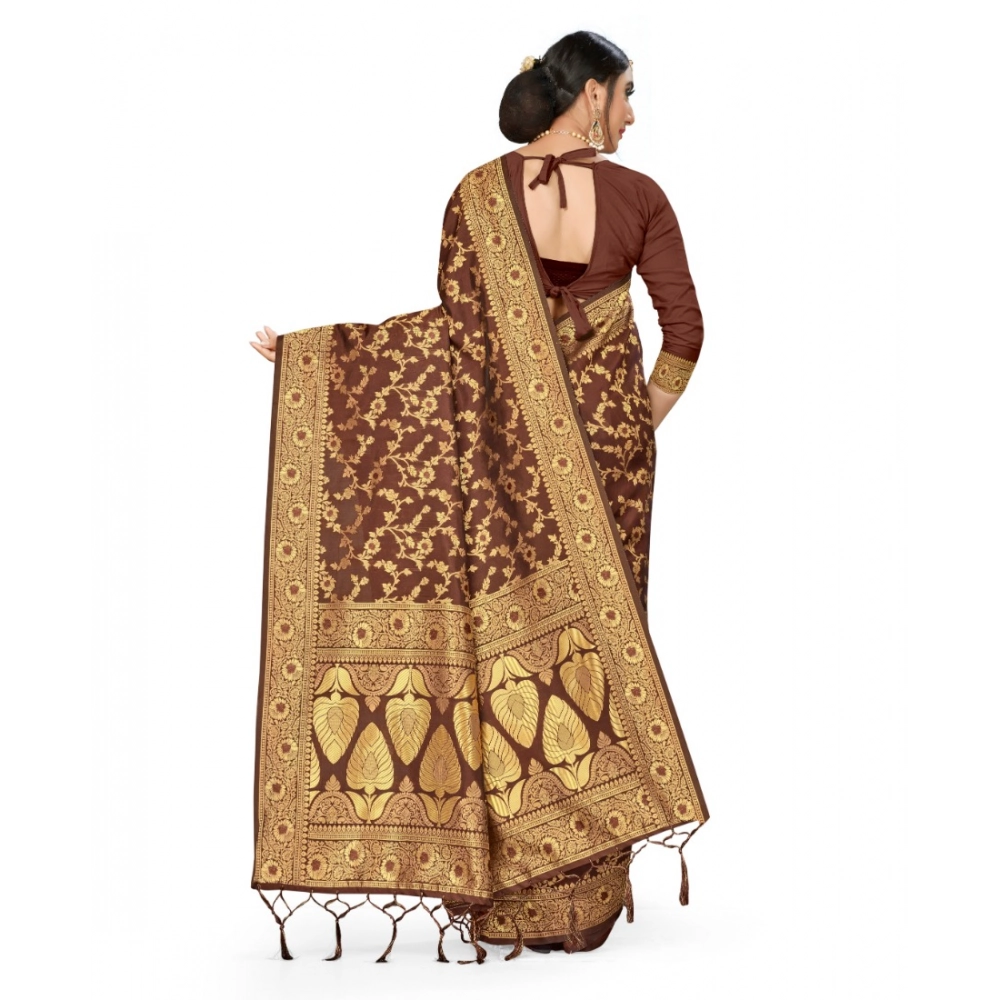 generic women's banarasi silk saree with blouse (coffee, 5 6mtrs) generic women's banarasi silk saree with blouse (coffee, 5 6mtrs)