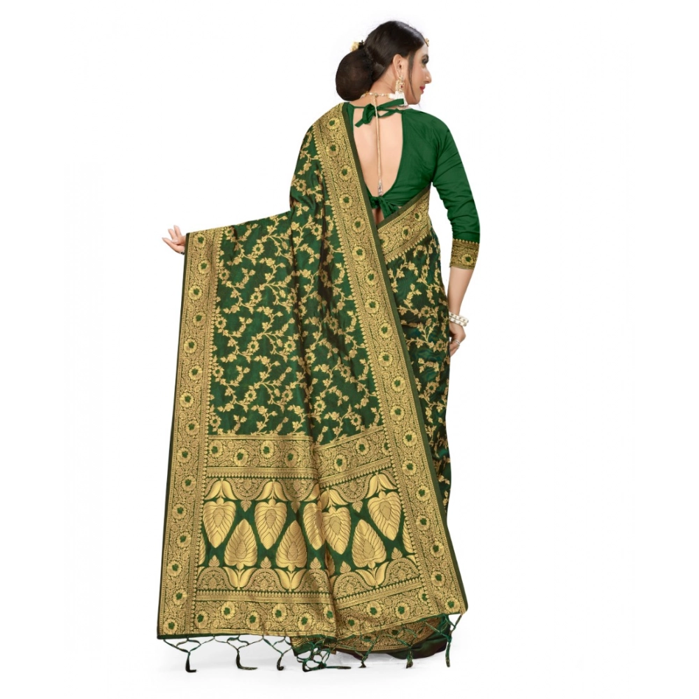 generic women's banarasi silk saree with blouse (green, 5 6mtrs) generic women's banarasi silk saree with blouse (green, 5 6mtrs)