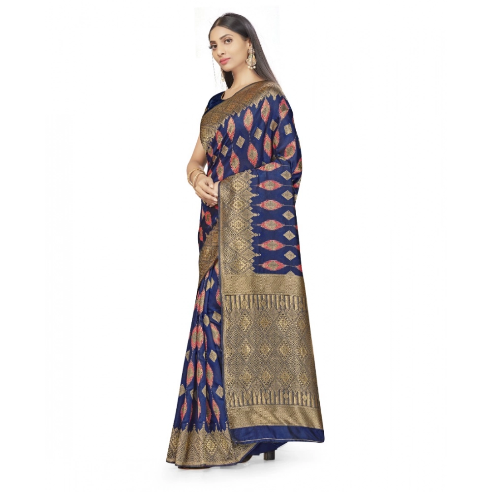 generic women's banarasi silk saree with blouse (navy blue, 5 6mtrs) generic women's banarasi silk saree with blouse (navy blue, 5 6mtrs)