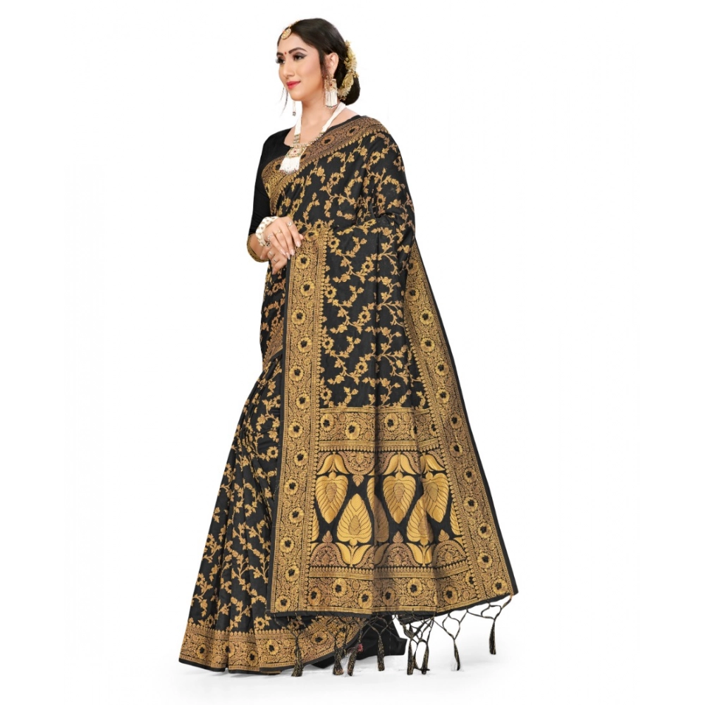 generic women's banarasi silk saree with blouse (black, 5 6mtrs) generic women's banarasi silk saree with blouse (black, 5 6mtrs)