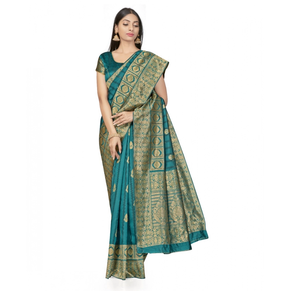 generic women's banarasi silk saree with blouse (peach, 5 6mtrs) generic women's banarasi silk saree with blouse (peach, 5 6mtrs)