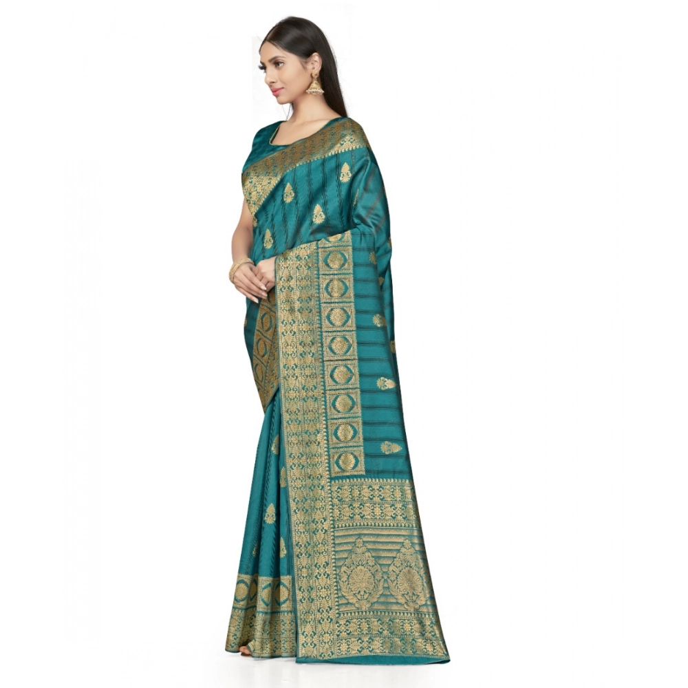 generic women's banarasi silk saree with blouse (peach, 5 6mtrs) generic women's banarasi silk saree with blouse (peach, 5 6mtrs)