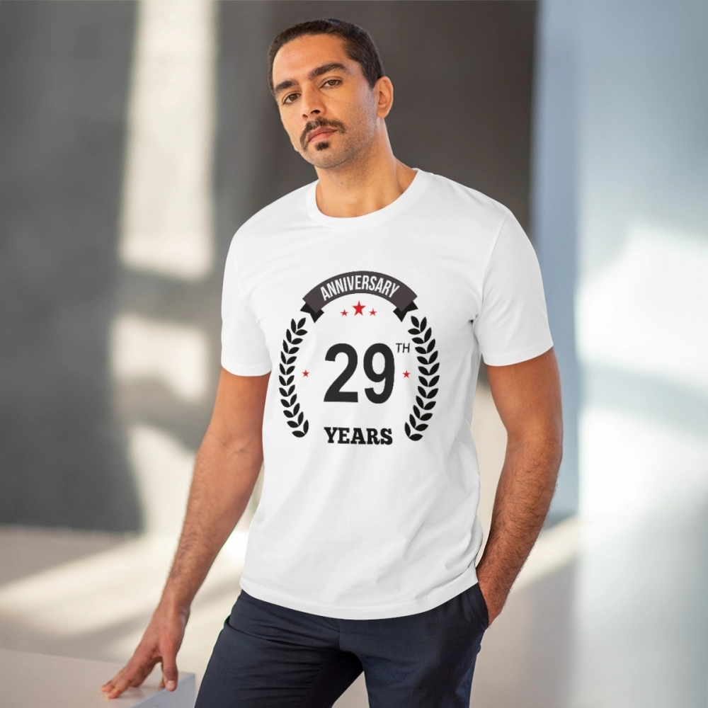 generic men's pc cotton 29th anniversary printed t shirt (color: white, thread count: 180gsm) generic men's pc cotton 29th anniversary printed t shirt (color: white, thread count: 180gsm)