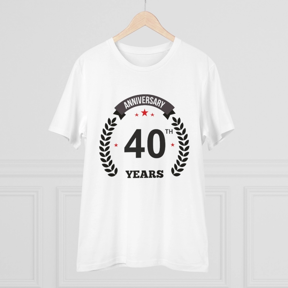 generic men's pc cotton 40th anniversary printed t shirt (color: white, thread count: 180gsm) generic men's pc cotton 40th anniversary printed t shirt (color: white, thread count: 180gsm)