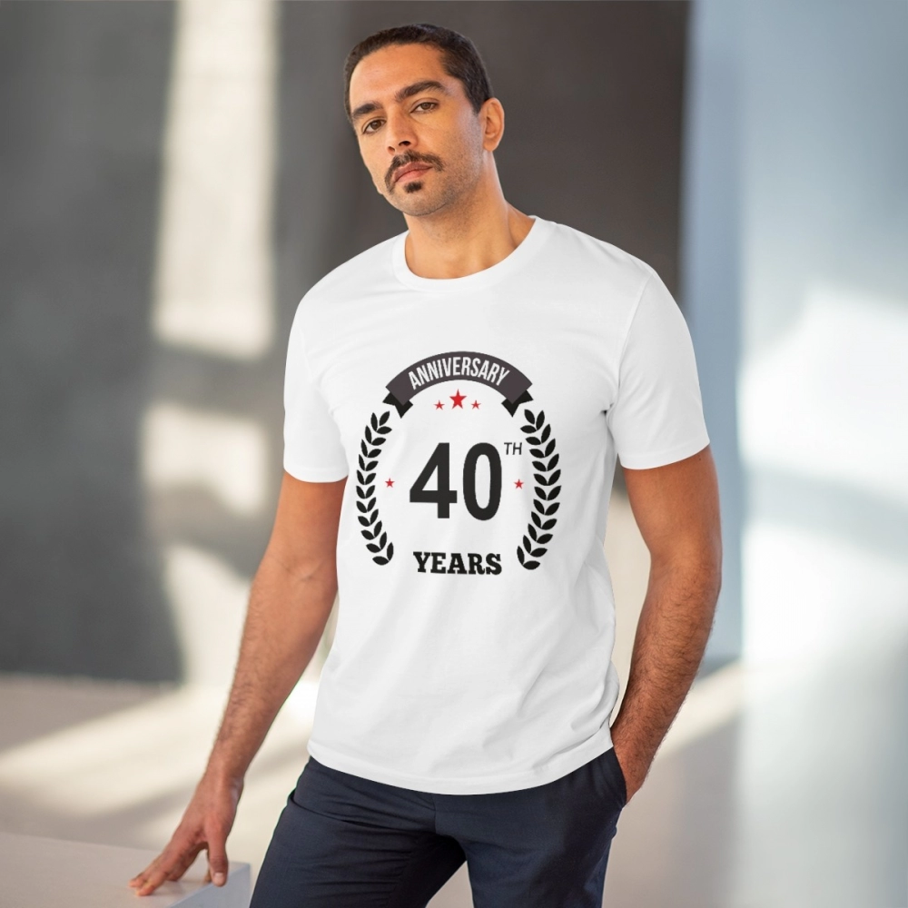 generic men's pc cotton 40th anniversary printed t shirt (color: white, thread count: 180gsm) generic men's pc cotton 40th anniversary printed t shirt (color: white, thread count: 180gsm)