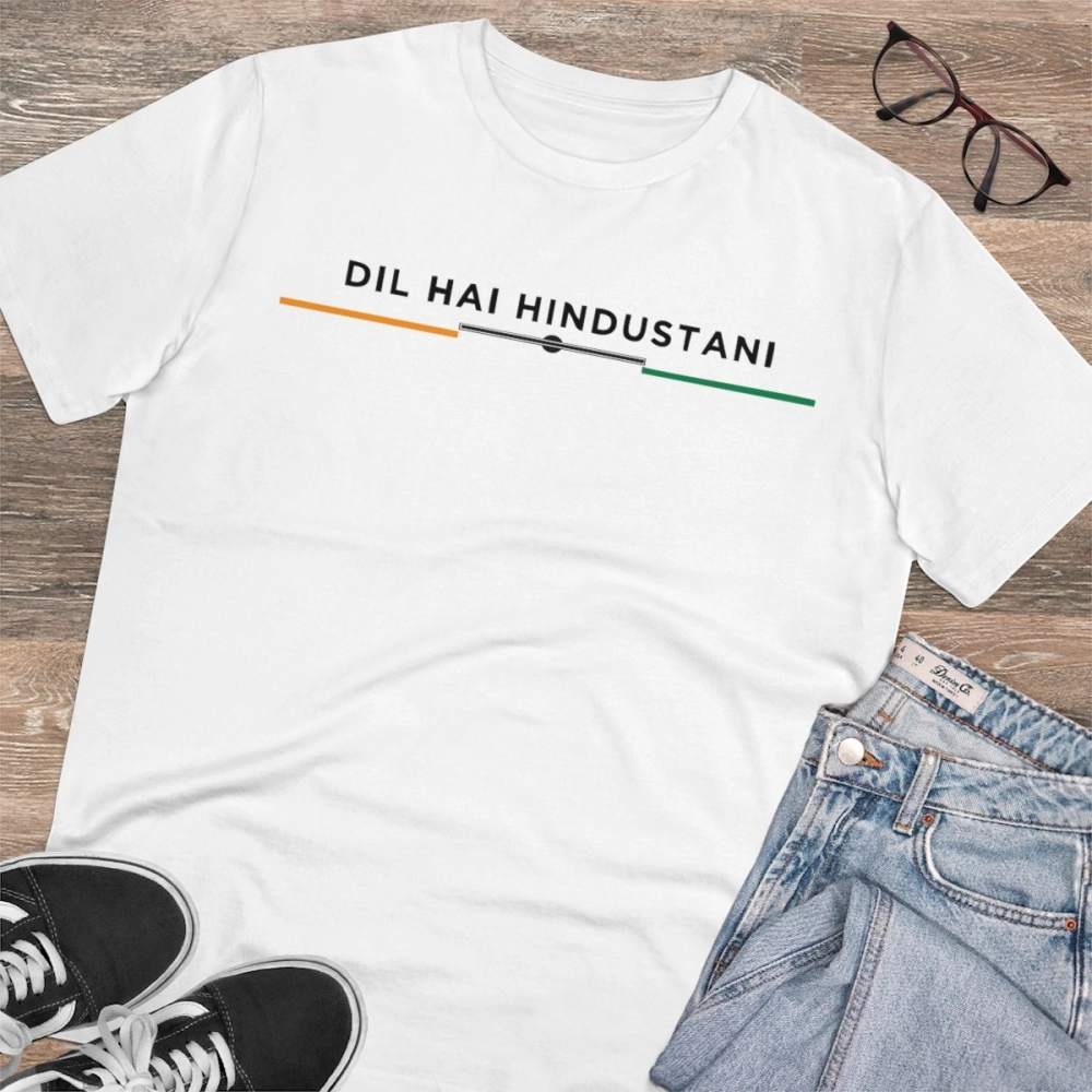 generic men's pc cotton dil se hindustani printed t shirt (color: white, thread count: 180gsm) generic men's pc cotton dil se hindustani printed t shirt (color: white, thread count: 180gsm)