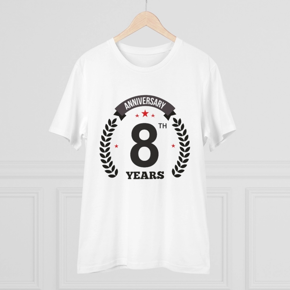 generic men's pc cotton 8th anniversary printed t shirt (color: white, thread count: 180gsm) generic men's pc cotton 8th anniversary printed t shirt (color: white, thread count: 180gsm)