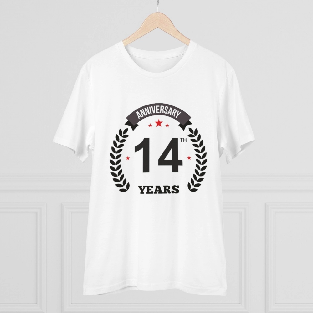 generic men's pc cotton 14th anniversary printed t shirt (color: white, thread count: 180gsm) generic men's pc cotton 14th anniversary printed t shirt (color: white, thread count: 180gsm)