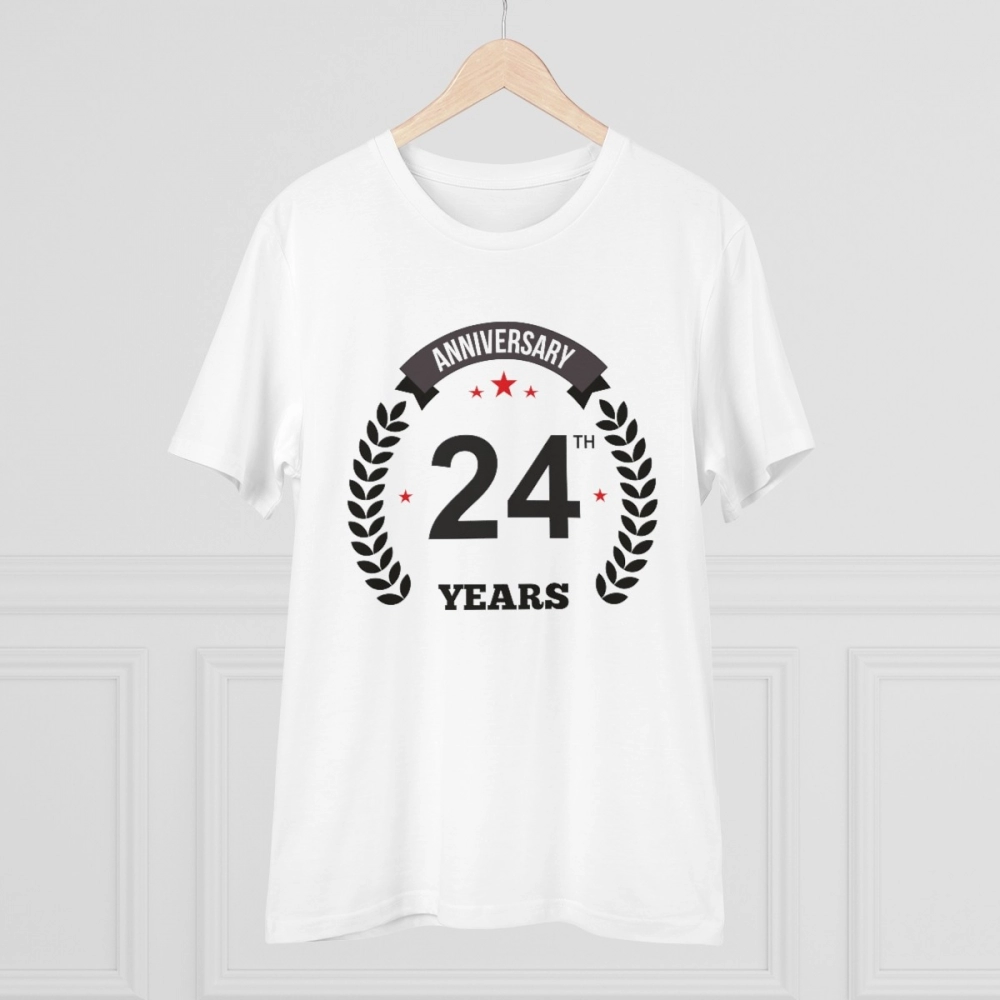 generic men's pc cotton 24th anniversary printed t shirt (color: white, thread count: 180gsm) generic men's pc cotton 24th anniversary printed t shirt (color: white, thread count: 180gsm)