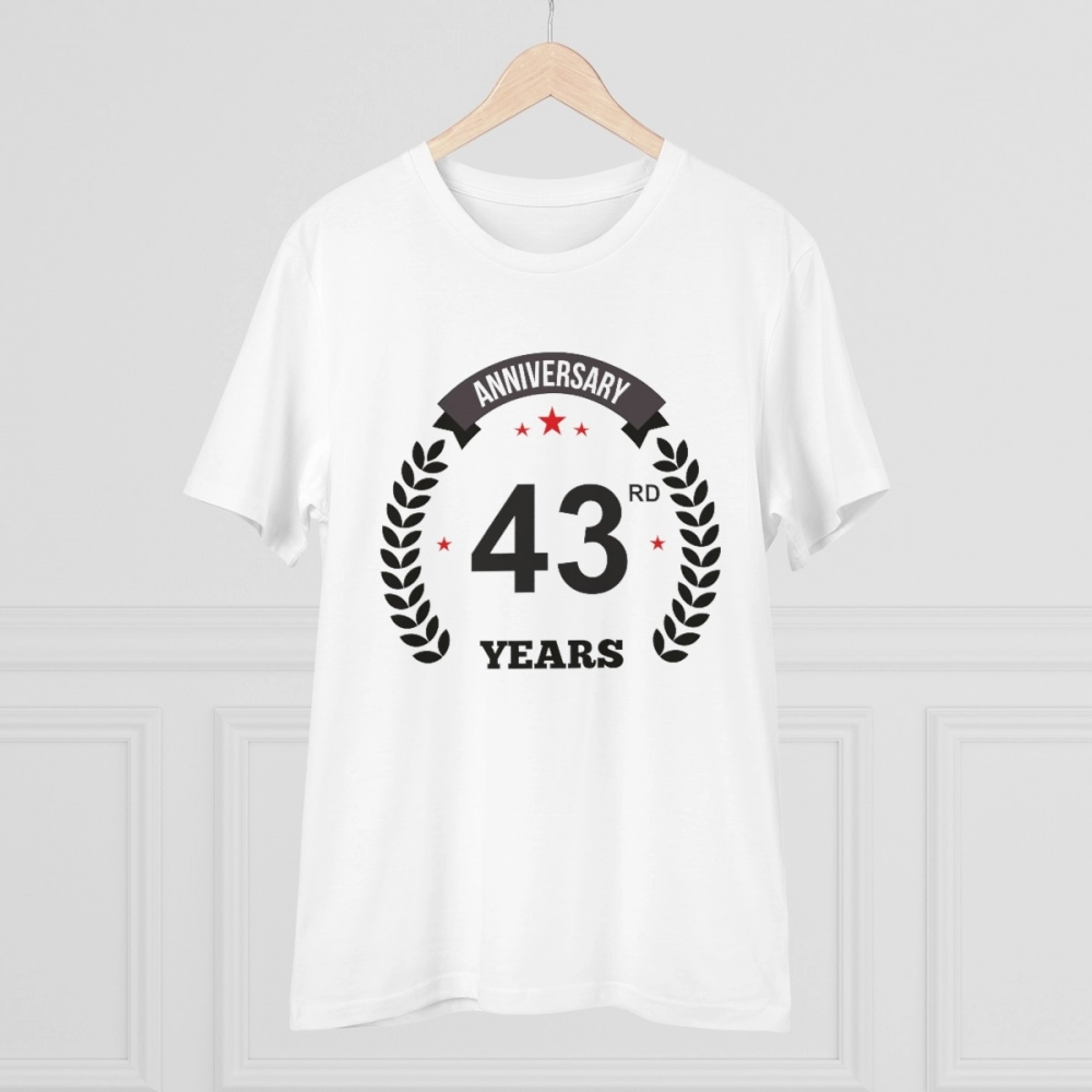 generic men's pc cotton 43rd anniversary printed t shirt (color: white, thread count: 180gsm) generic men's pc cotton 43rd anniversary printed t shirt (color: white, thread count: 180gsm)