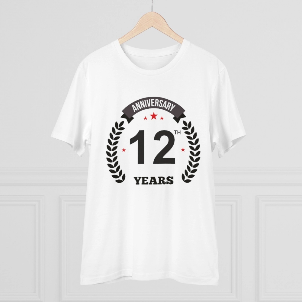generic men's pc cotton 12th anniversary printed t shirt (color: white, thread count: 180gsm) generic men's pc cotton 12th anniversary printed t shirt (color: white, thread count: 180gsm)