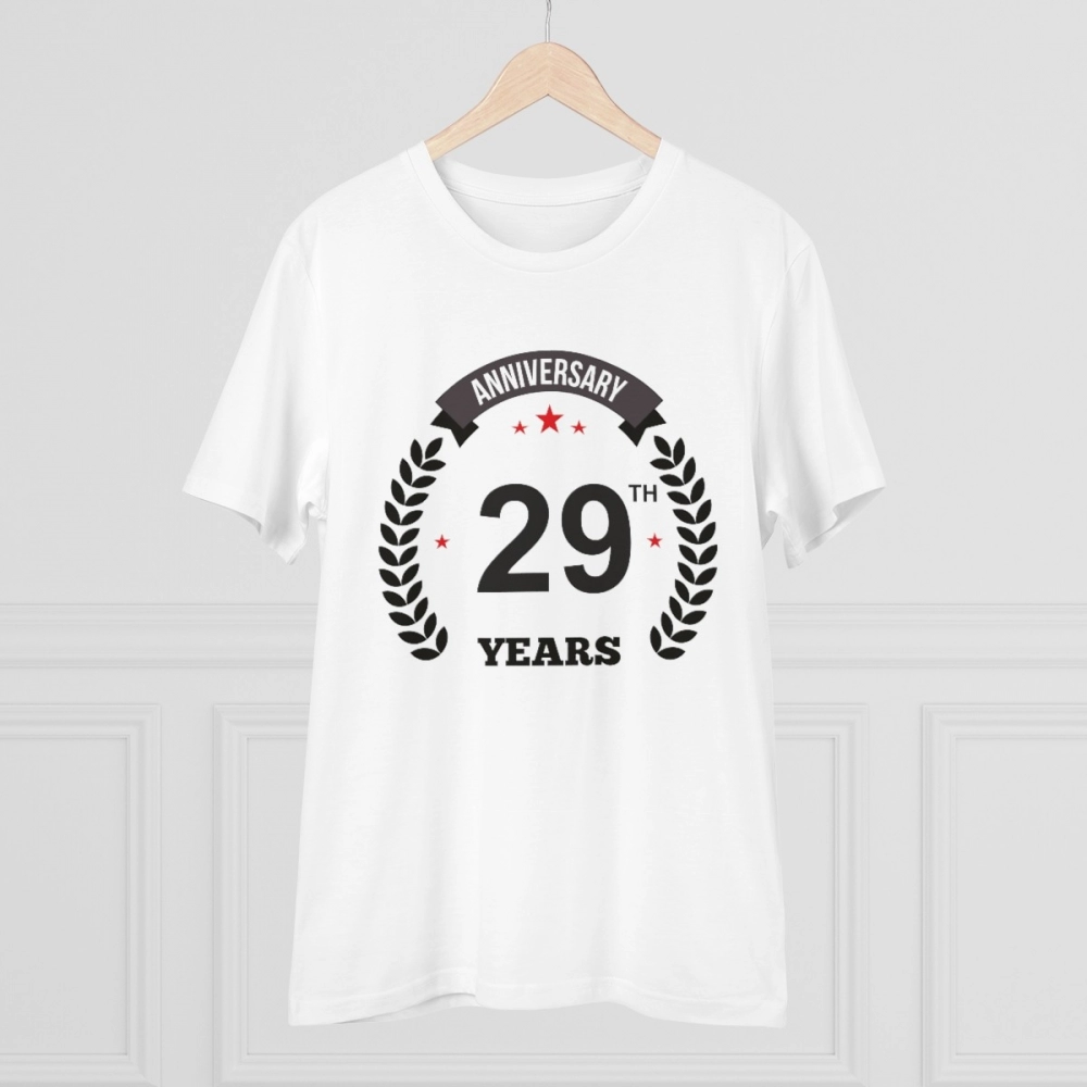 generic men's pc cotton 29th anniversary printed t shirt (color: white, thread count: 180gsm) generic men's pc cotton 29th anniversary printed t shirt (color: white, thread count: 180gsm)