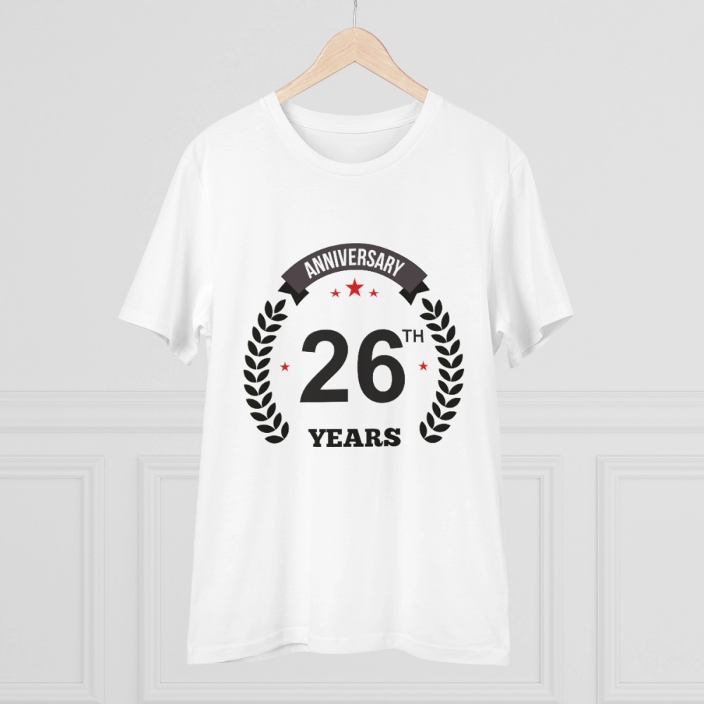 generic men's pc cotton 26th anniversary printed t shirt (color: white, thread count: 180gsm) generic men's pc cotton 26th anniversary printed t shirt (color: white, thread count: 180gsm)