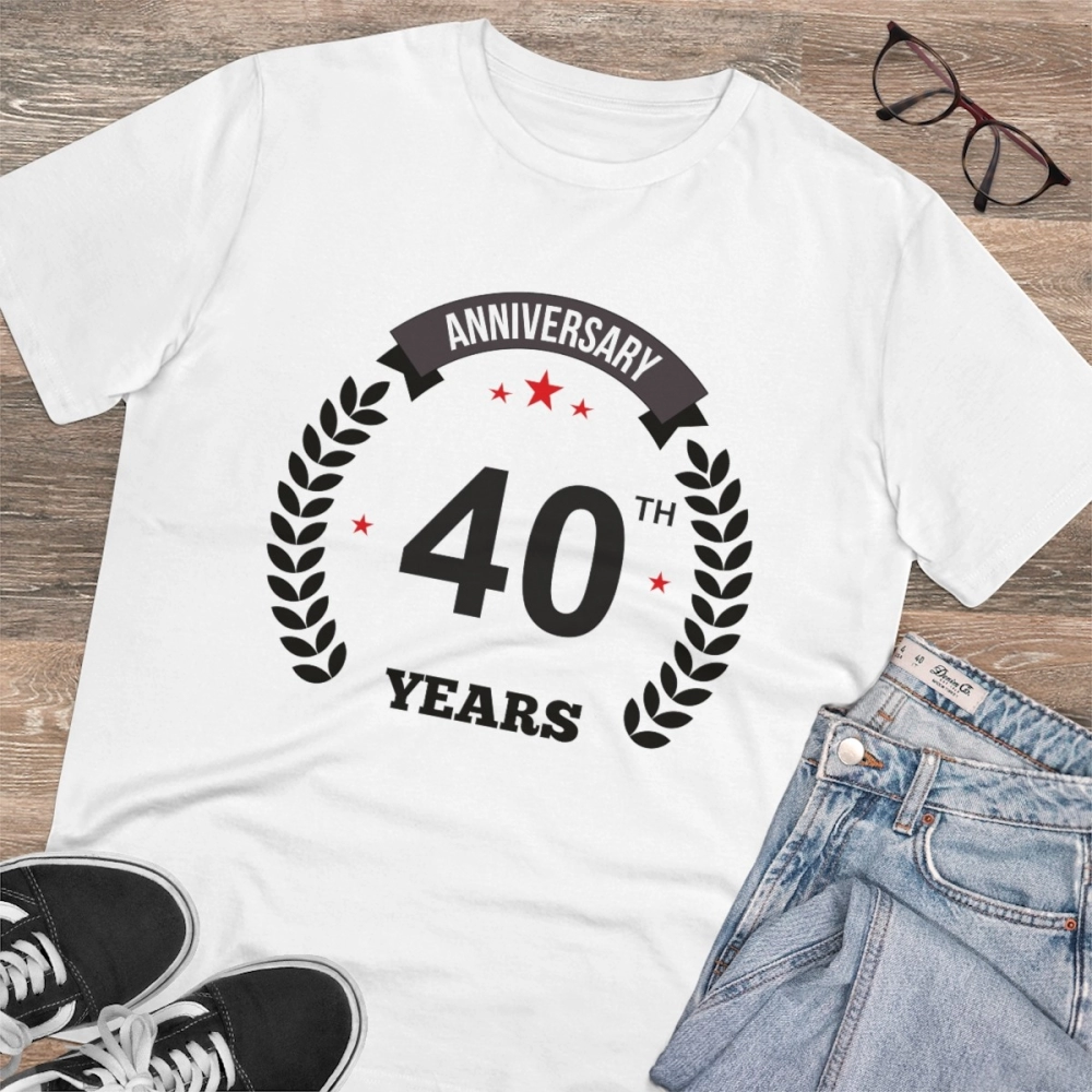 generic men's pc cotton 40th anniversary printed t shirt (color: white, thread count: 180gsm) generic men's pc cotton 40th anniversary printed t shirt (color: white, thread count: 180gsm)