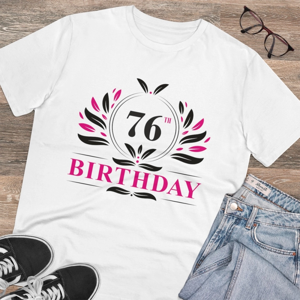 generic men's pc cotton 76th birthday printed t shirt (color: white, thread count: 180gsm) generic men's pc cotton 76th birthday printed t shirt (color: white, thread count: 180gsm)