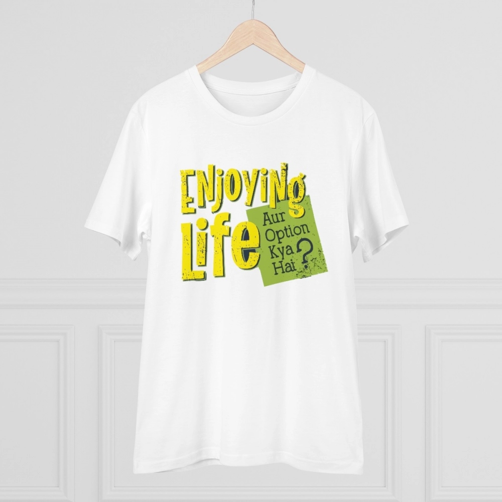 generic men's pc cotton enjoying life printed t shirt (color: white, thread count: 180gsm) generic men's pc cotton enjoying life printed t shirt (color: white, thread count: 180gsm)