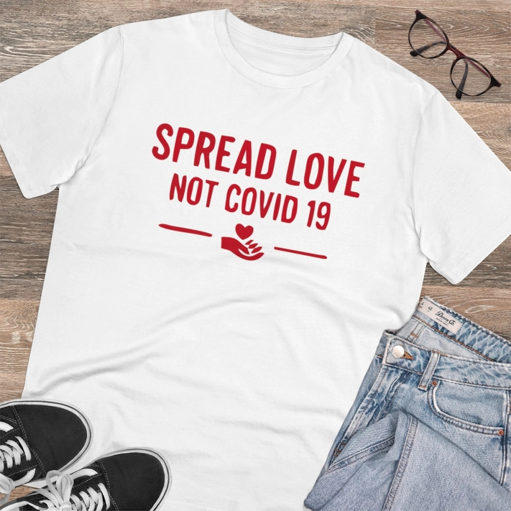 generic men's pc cotton spread love not covid 19 printed t shirt (color: white, thread count: 180gsm) generic men's pc cotton spread love not covid 19 printed t shirt (color: white, thread count: 180gsm)