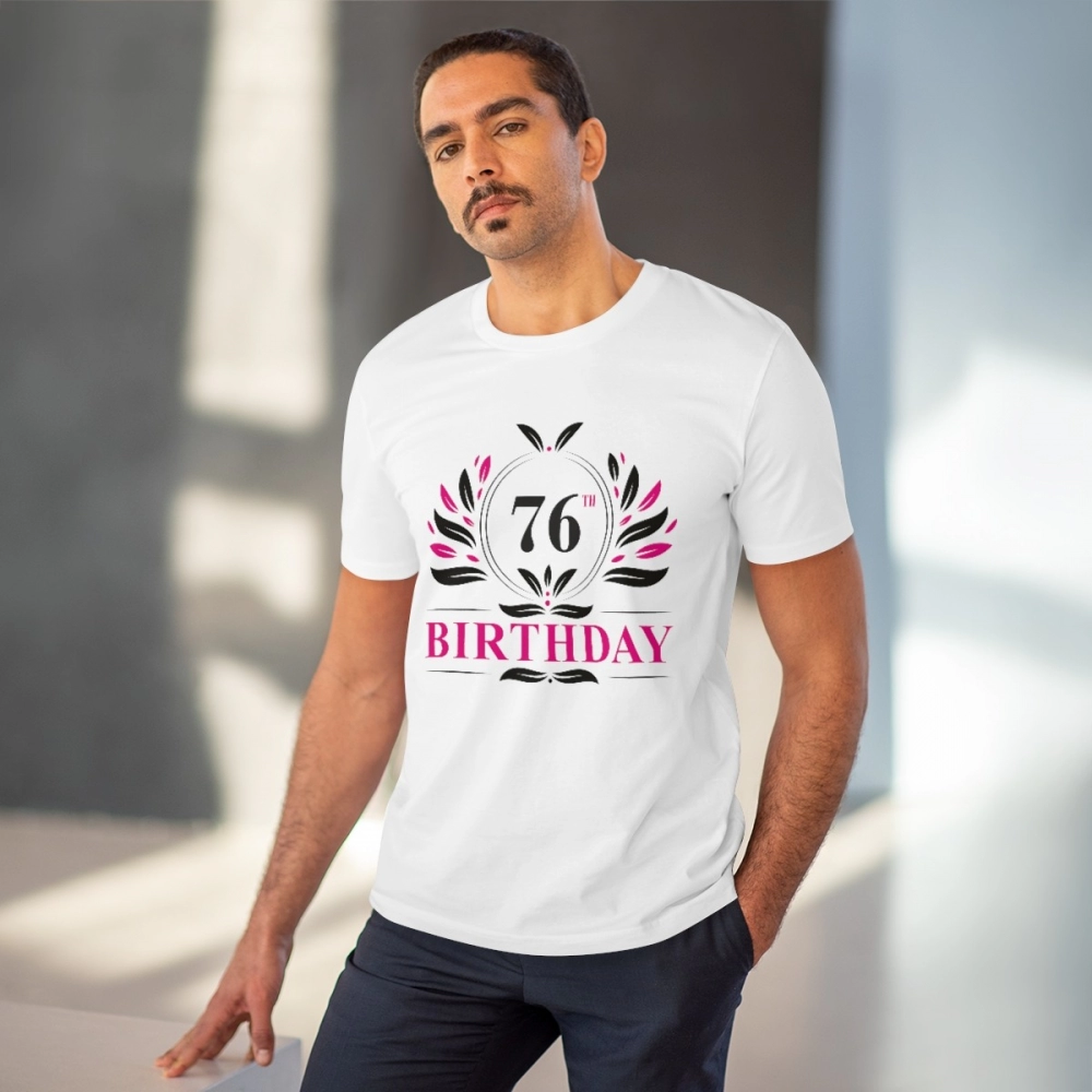generic men's pc cotton 76th birthday printed t shirt (color: white, thread count: 180gsm) generic men's pc cotton 76th birthday printed t shirt (color: white, thread count: 180gsm)