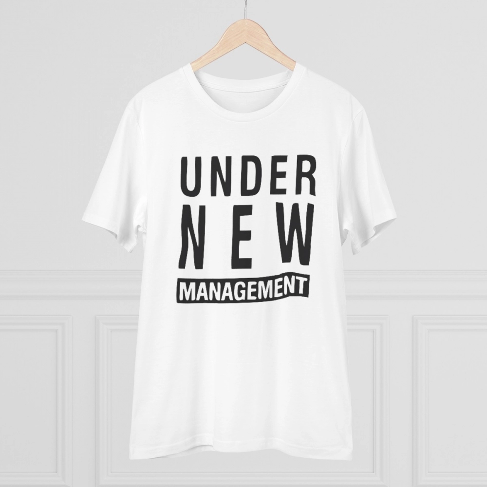 generic men's pc cotton under new management desing printed t shirt (color: white, thread count: 180gsm) generic men's pc cotton under new management desing printed t shirt (color: white, thread count: 180gsm)