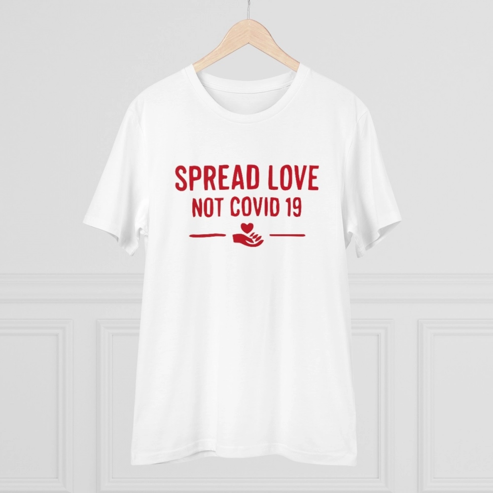 generic men's pc cotton spread love not covid 19 printed t shirt (color: white, thread count: 180gsm) generic men's pc cotton spread love not covid 19 printed t shirt (color: white, thread count: 180gsm)