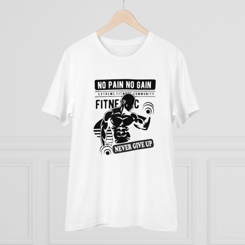 generic men's pc cotton gym no pain no gain never give up printed t shirt (color: white, thread count: 180gsm) generic men's pc cotton gym no pain no gain never give up printed t shirt (color: white, thread count: 180gsm)