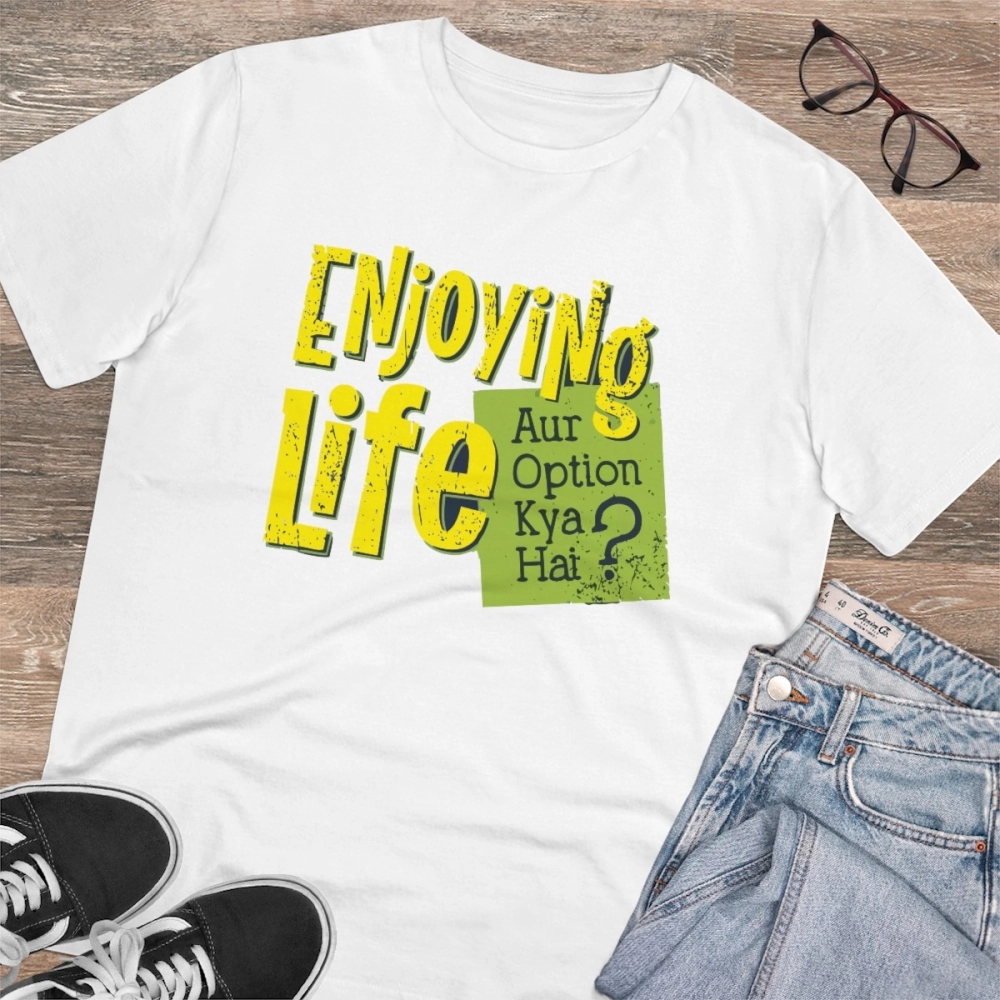 generic men's pc cotton enjoying life printed t shirt (color: white, thread count: 180gsm) generic men's pc cotton enjoying life printed t shirt (color: white, thread count: 180gsm)